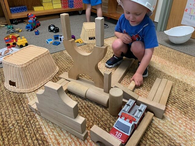 Child playing with blocks