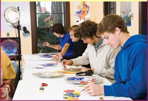 Students making art