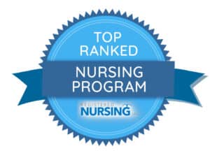Badge. It reads, top ranked nursing program, registered nursing.